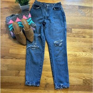 Vintage 90s Distressed Rigid Straight Leg High Waisted Jeans Denim Retro Classic